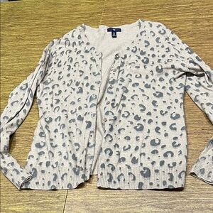 GAP Beige and Gray Animal Print Cardigan